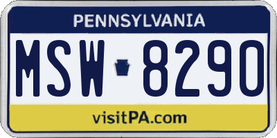 PA license plate MSW8290
