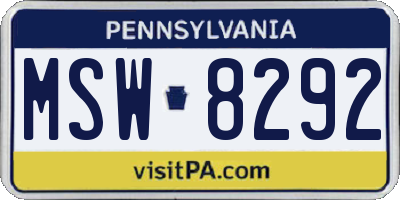 PA license plate MSW8292