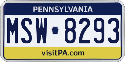 PA license plate MSW8293