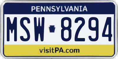 PA license plate MSW8294