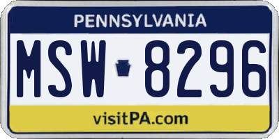 PA license plate MSW8296
