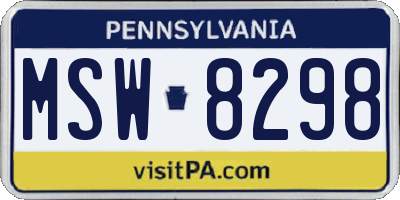 PA license plate MSW8298