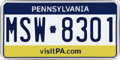 PA license plate MSW8301