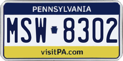 PA license plate MSW8302