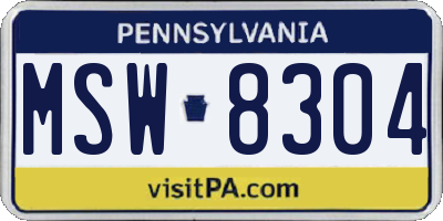 PA license plate MSW8304
