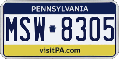 PA license plate MSW8305
