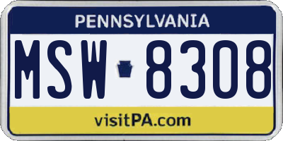 PA license plate MSW8308