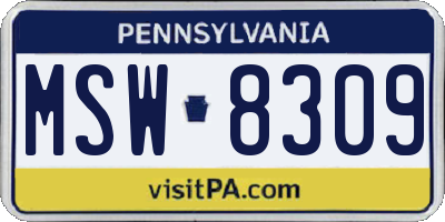 PA license plate MSW8309