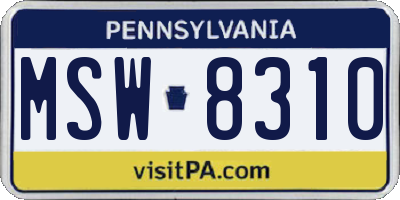 PA license plate MSW8310