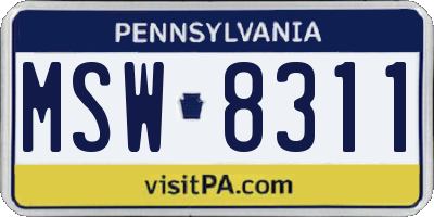 PA license plate MSW8311