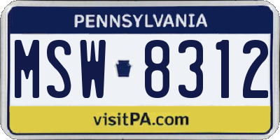 PA license plate MSW8312