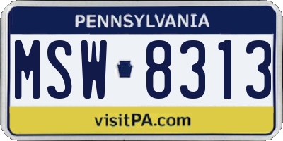 PA license plate MSW8313