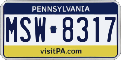 PA license plate MSW8317