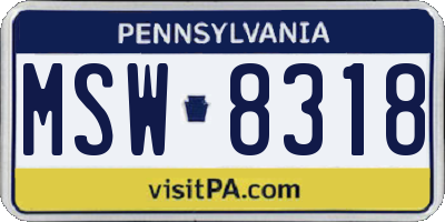 PA license plate MSW8318