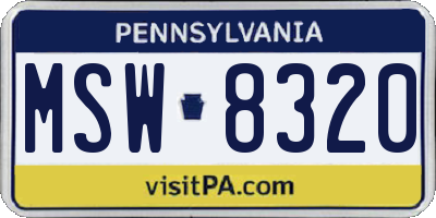 PA license plate MSW8320