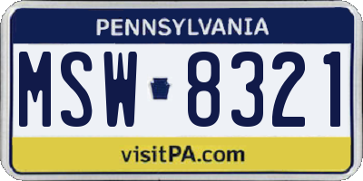 PA license plate MSW8321