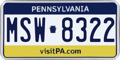 PA license plate MSW8322