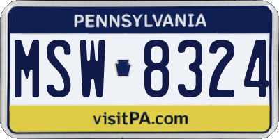 PA license plate MSW8324