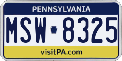 PA license plate MSW8325