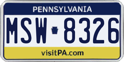 PA license plate MSW8326