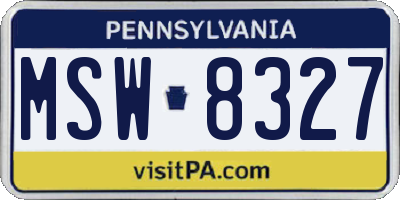 PA license plate MSW8327