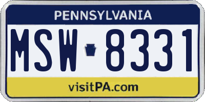 PA license plate MSW8331