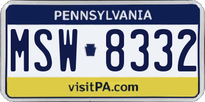 PA license plate MSW8332