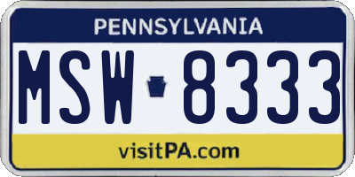 PA license plate MSW8333