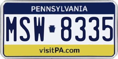 PA license plate MSW8335