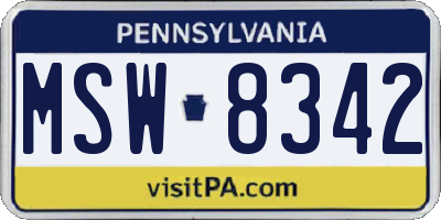 PA license plate MSW8342