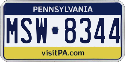 PA license plate MSW8344
