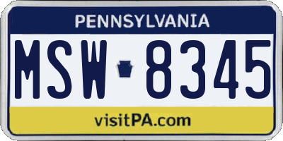 PA license plate MSW8345