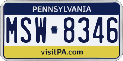 PA license plate MSW8346