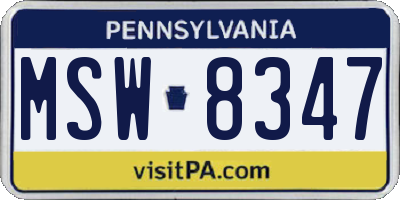 PA license plate MSW8347