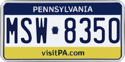 PA license plate MSW8350