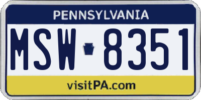 PA license plate MSW8351