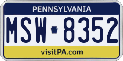 PA license plate MSW8352