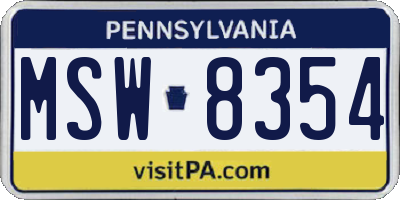 PA license plate MSW8354
