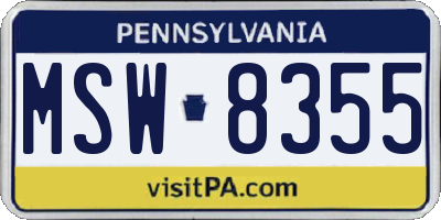 PA license plate MSW8355