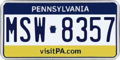 PA license plate MSW8357