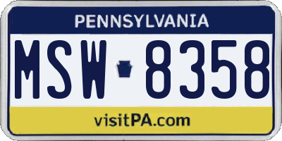 PA license plate MSW8358