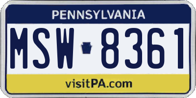 PA license plate MSW8361