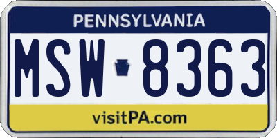 PA license plate MSW8363