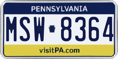 PA license plate MSW8364