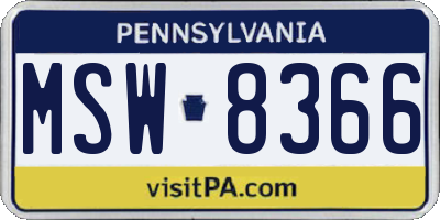 PA license plate MSW8366