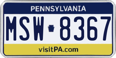 PA license plate MSW8367