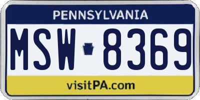 PA license plate MSW8369