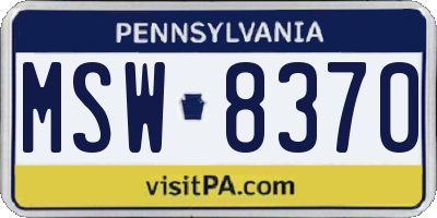 PA license plate MSW8370