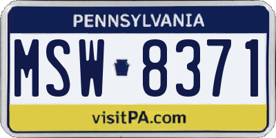 PA license plate MSW8371