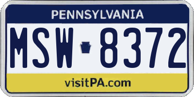 PA license plate MSW8372